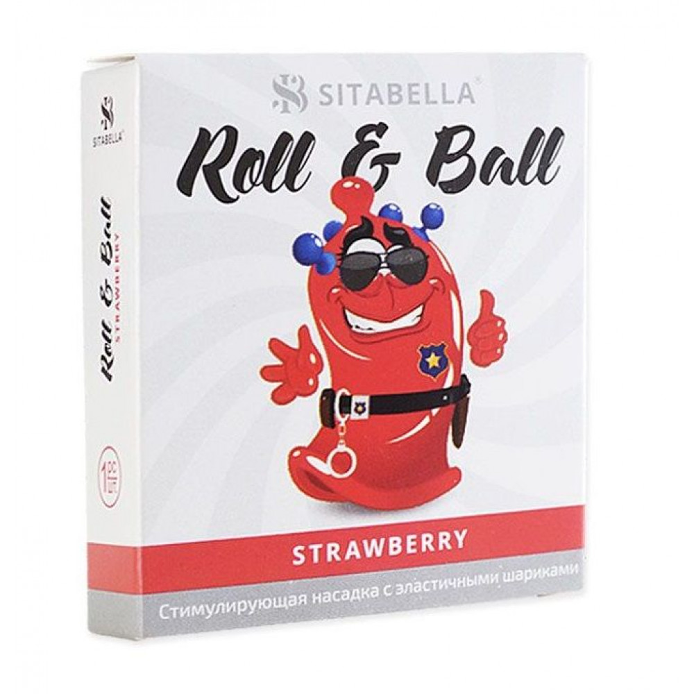 Стимулирующий презерватив-насадка Roll & Ball Strawberry Стимулирующий презерватив-насадка Roll & Ball Strawberry