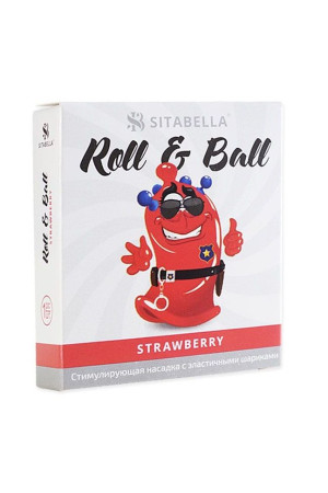 Стимулирующий презерватив-насадка Roll & Ball Strawberry