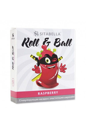 Стимулирующий презерватив-насадка Roll & Ball Raspberry