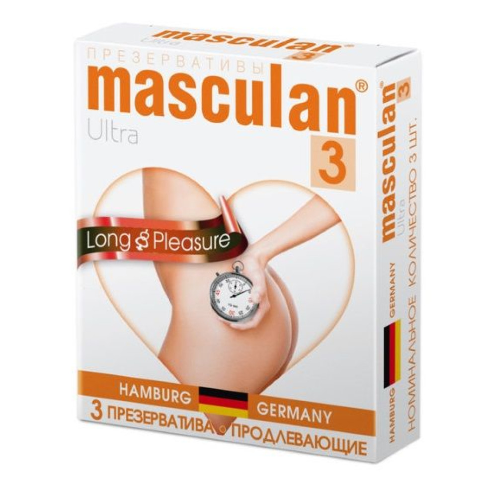 Презервативы Masculan Ultra 3 Long Pleasure с продлевающим эффектом - 3 шт. Презервативы Masculan Ultra 3 Long Pleasure с продлевающим эффектом - 3 шт.