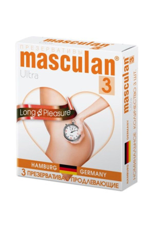 Презервативы Masculan Ultra 3 Long Pleasure с продлевающим эффектом - 3 шт.