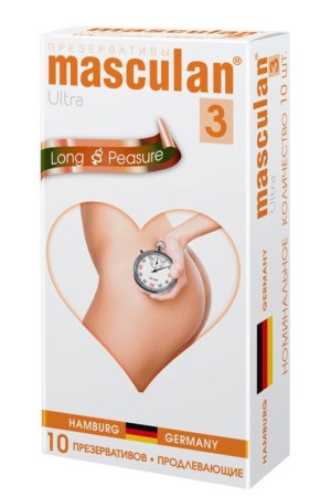 Презервативы Masculan Ultra 3 Long Pleasure с продлевающим эффектом - 10 шт.