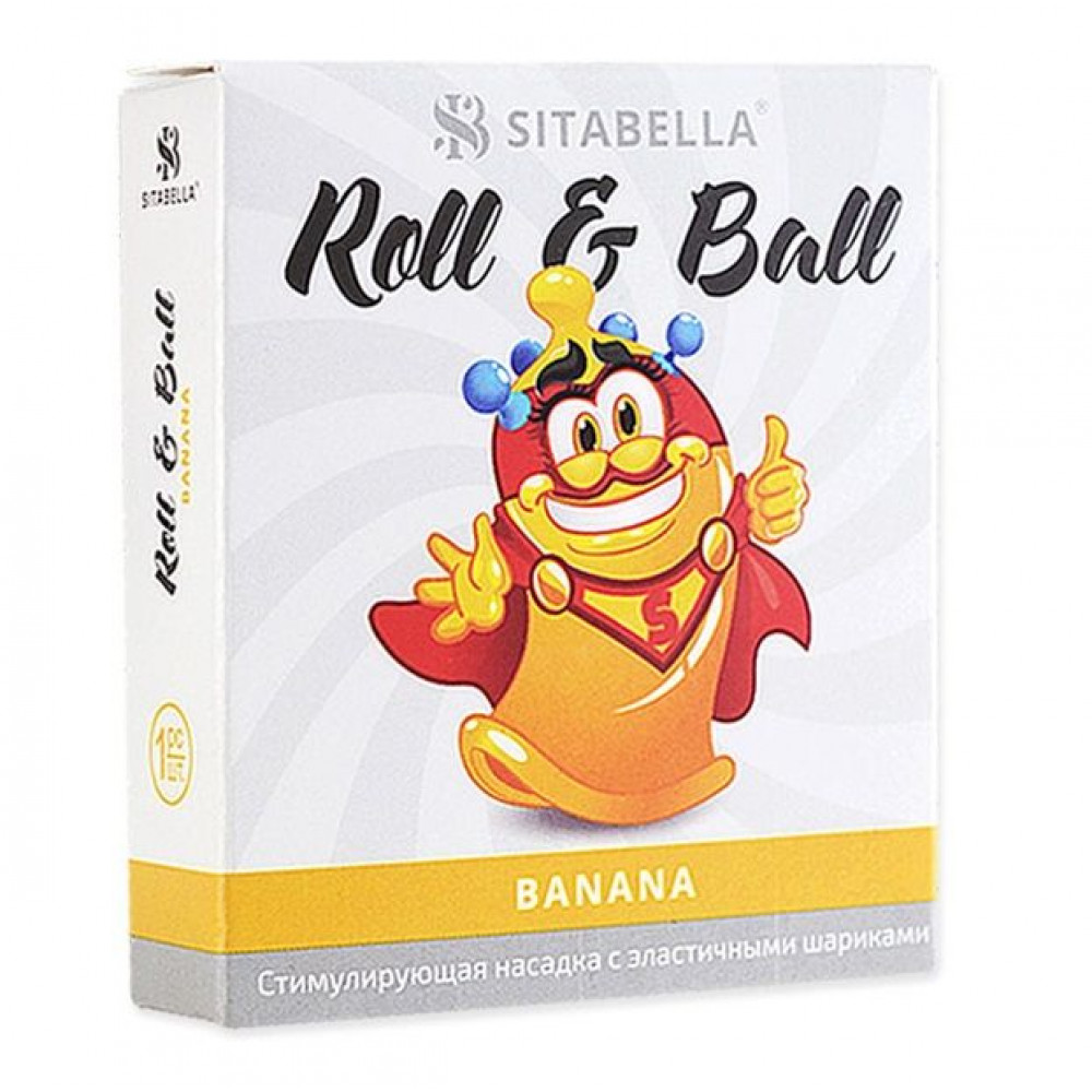 Стимулирующий презерватив-насадка Roll & Ball Banana Стимулирующий презерватив-насадка Roll & Ball Banana