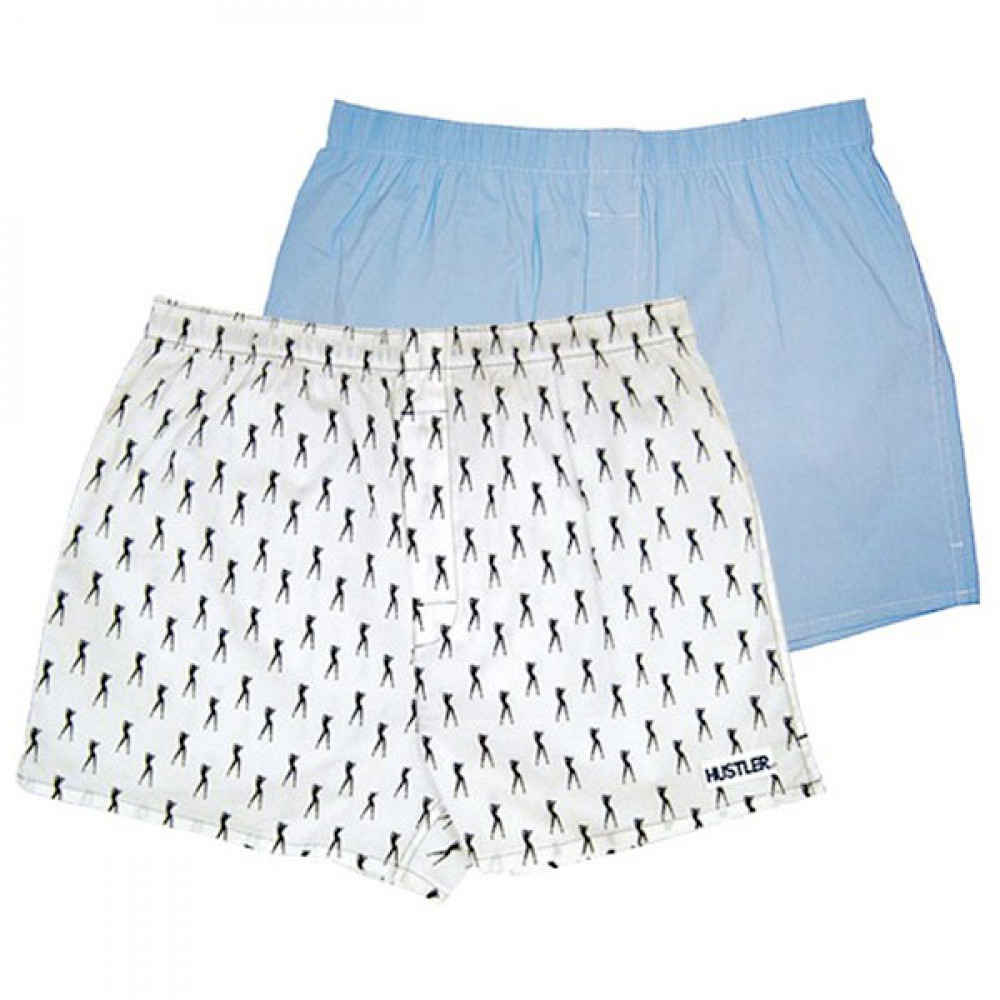 Комплект из 2 мужских трусов-шортов: голубые и белые с мелким рисунком Комплект из 2 мужских трусов-шортов: голубые и белые с мелким рисунком