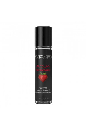 Лубрикант с ароматом клубники Wicked Aqua Strawberry - 30 мл.