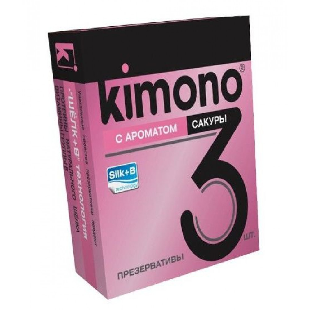 Презервативы KIMONO с ароматом сакуры - 3 шт. Презервативы KIMONO с ароматом сакуры - 3 шт.