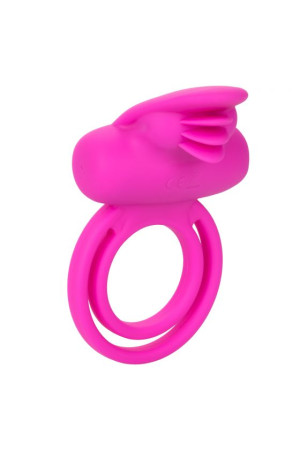 Ярко-розовое эрекционное кольцо Silicone Rechargeable Dual Clit Flicker