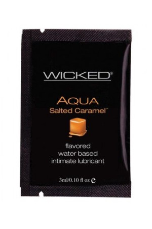 Лубрикант со вкусом соленой карамели Wicked Aqua Salted Caramel - 3 мл.