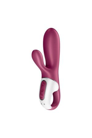 Малиновый вибратор-кролик Hot Bunny с функцией нагрева - 17,5 см.