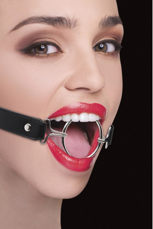 Расширяющий кляп Ring Gag XL с чёрными ремешками