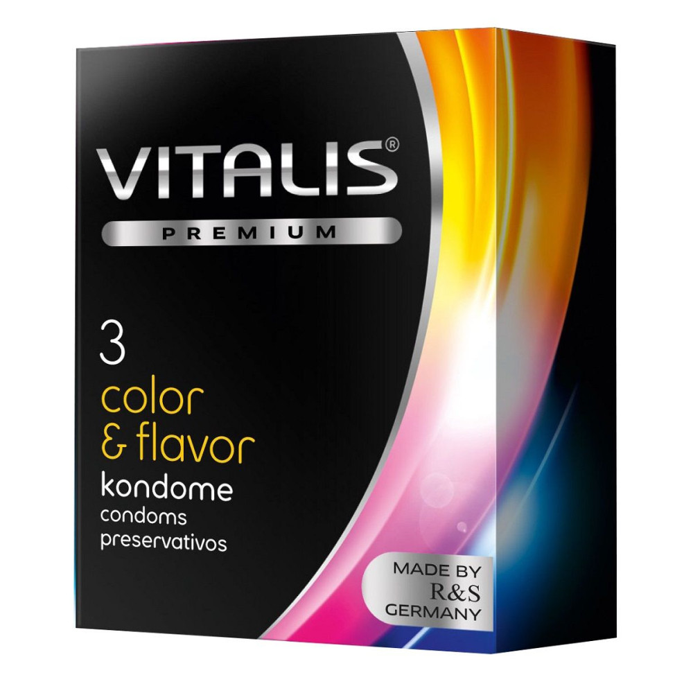 Цветные ароматизированные презервативы VITALIS PREMIUM color & flavor - 3 шт. Цветные ароматизированные презервативы VITALIS PREMIUM color & flavor - 3 шт.