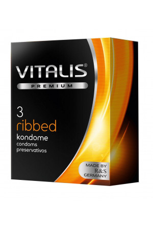 Ребристые презервативы VITALIS PREMIUM ribbed - 3 шт.