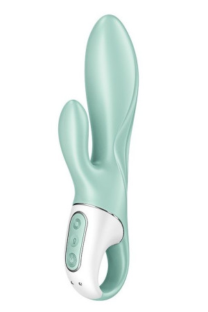 Зеленый вибратор-кролик Satisfyer Air Pump Bunny 5+ с функцией расширения - 20,4 см.