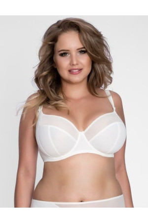 Бюстгальтер с мягкой чашкой plus size из микрофибры и двойной сетки