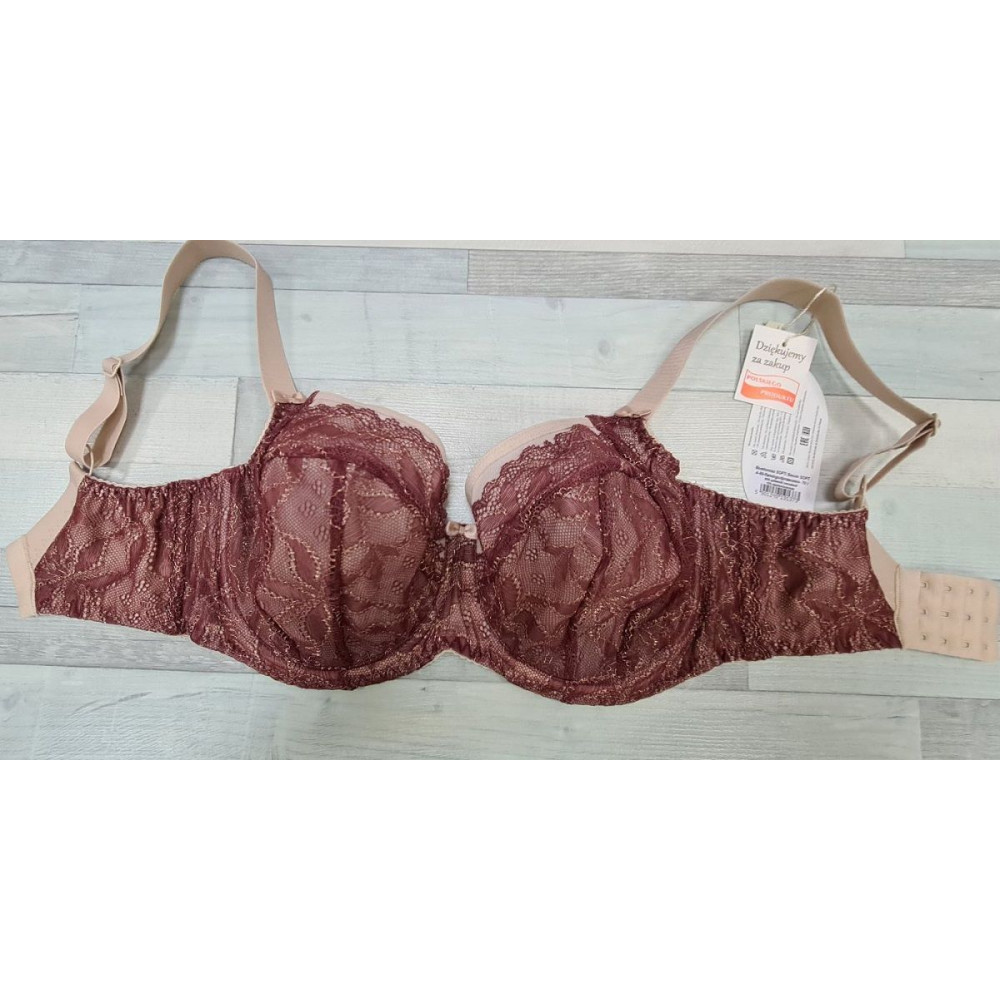 Бюстгальтер plus size с мягкой чашкой из гипюра с люрексом Бюстгальтер plus size с мягкой чашкой из гипюра с люрексом