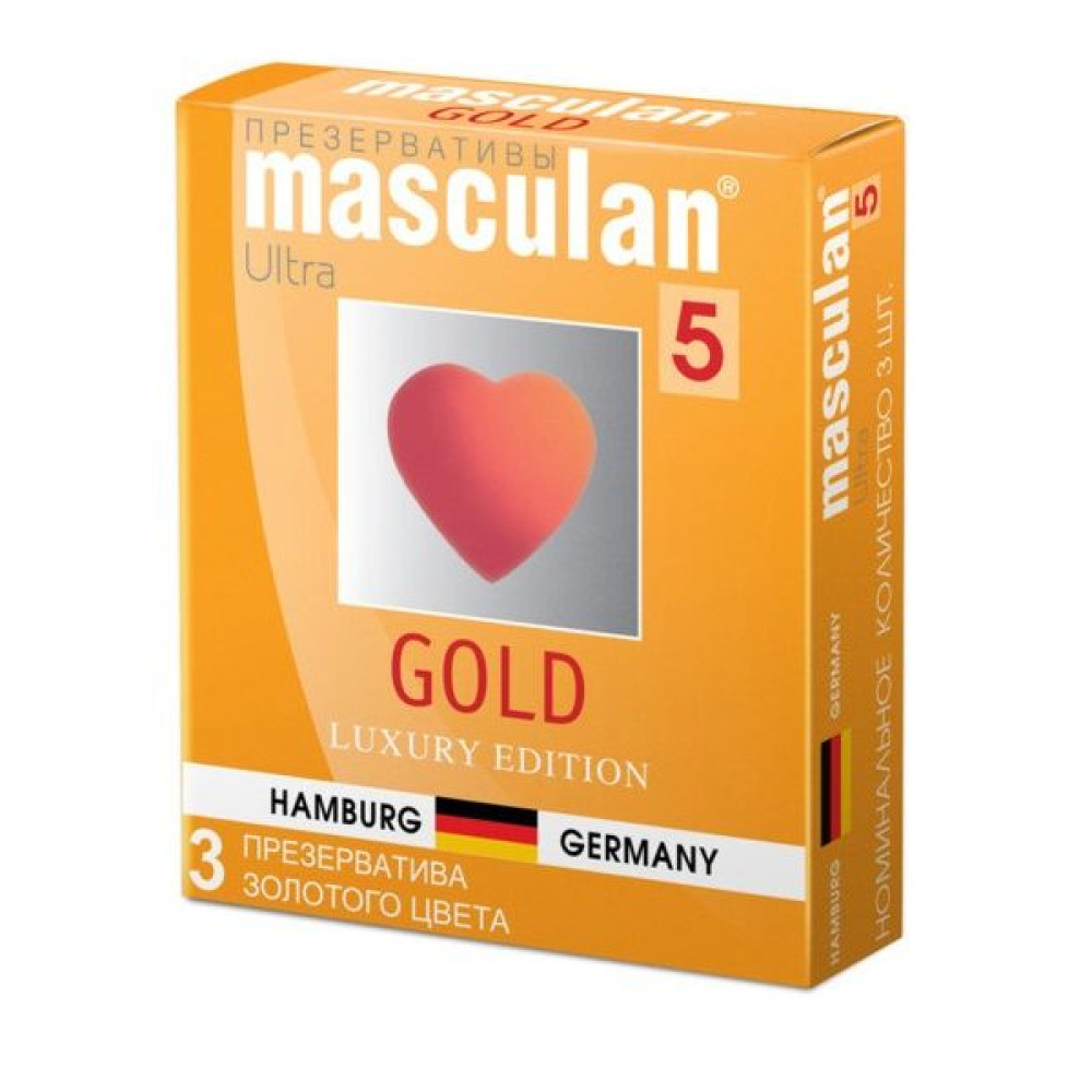 Презервативы Masculan Gold с ароматом ванили - 3 шт. Презервативы Masculan Gold с ароматом ванили - 3 шт.