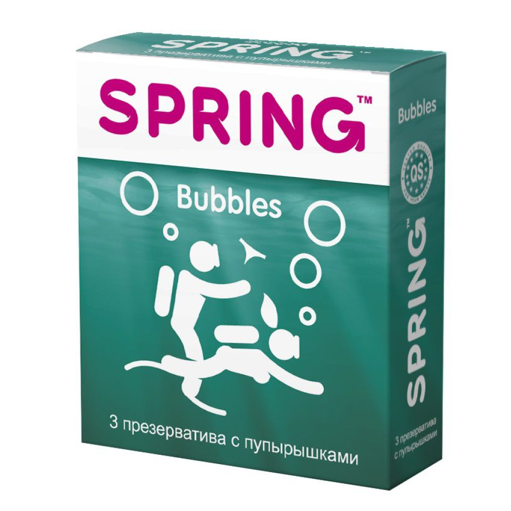 Презервативы SPRING BUBBLES с пупырышками - 3 шт. Презервативы SPRING BUBBLES с пупырышками - 3 шт.