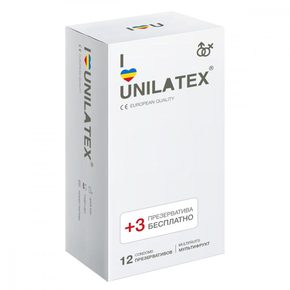 Разноцветные ароматизированные презервативы Unilatex Multifruit  - 12 шт. + 3 шт. в подарок Разноцветные ароматизированные презервативы Unilatex Multifruit  - 12 шт. + 3 шт. в подарок