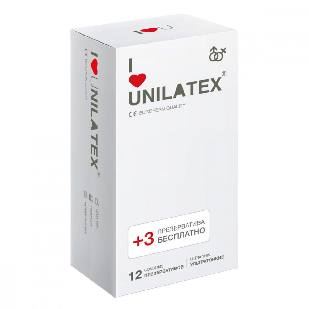 Ультратонкие презервативы Unilatex Ultra Thin - 12 шт. + 3 шт. в подарок Ультратонкие презервативы Unilatex Ultra Thin - 12 шт. + 3 шт. в подарок